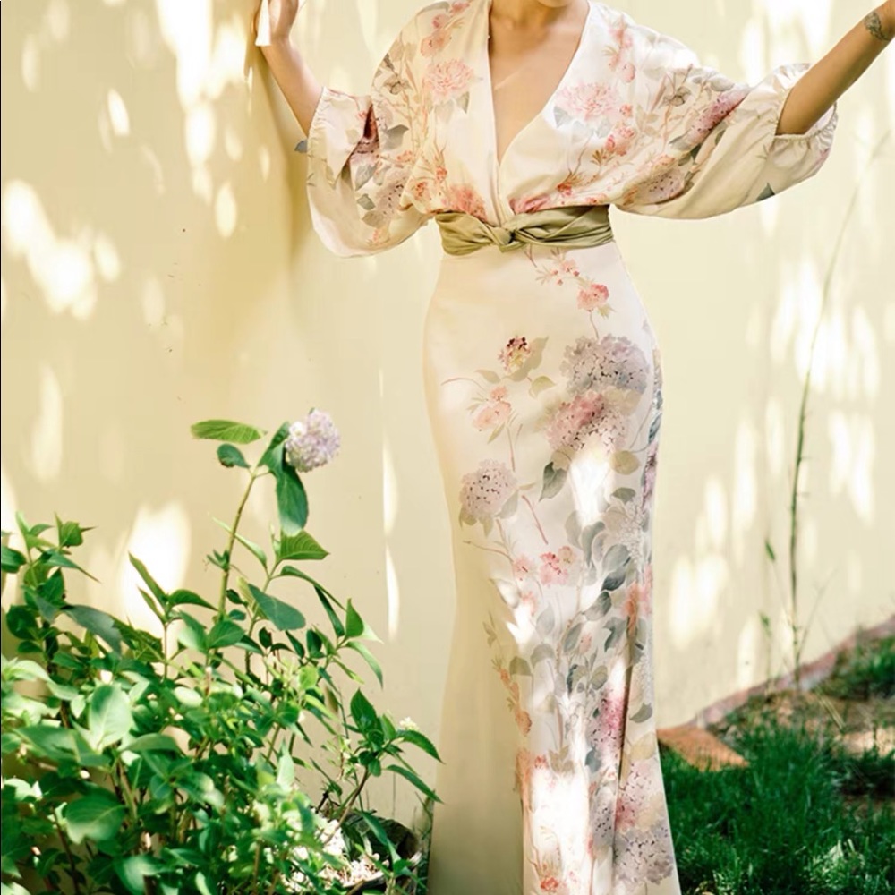 Vintage retro Japanese style long dress